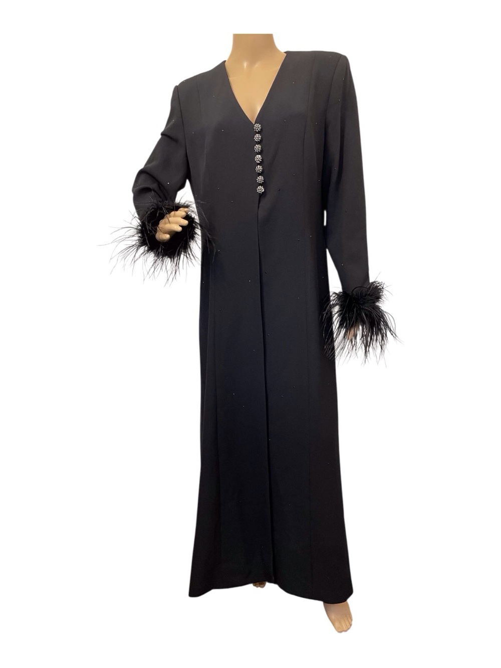 Solini New York Black Evening Gown with Feather,10